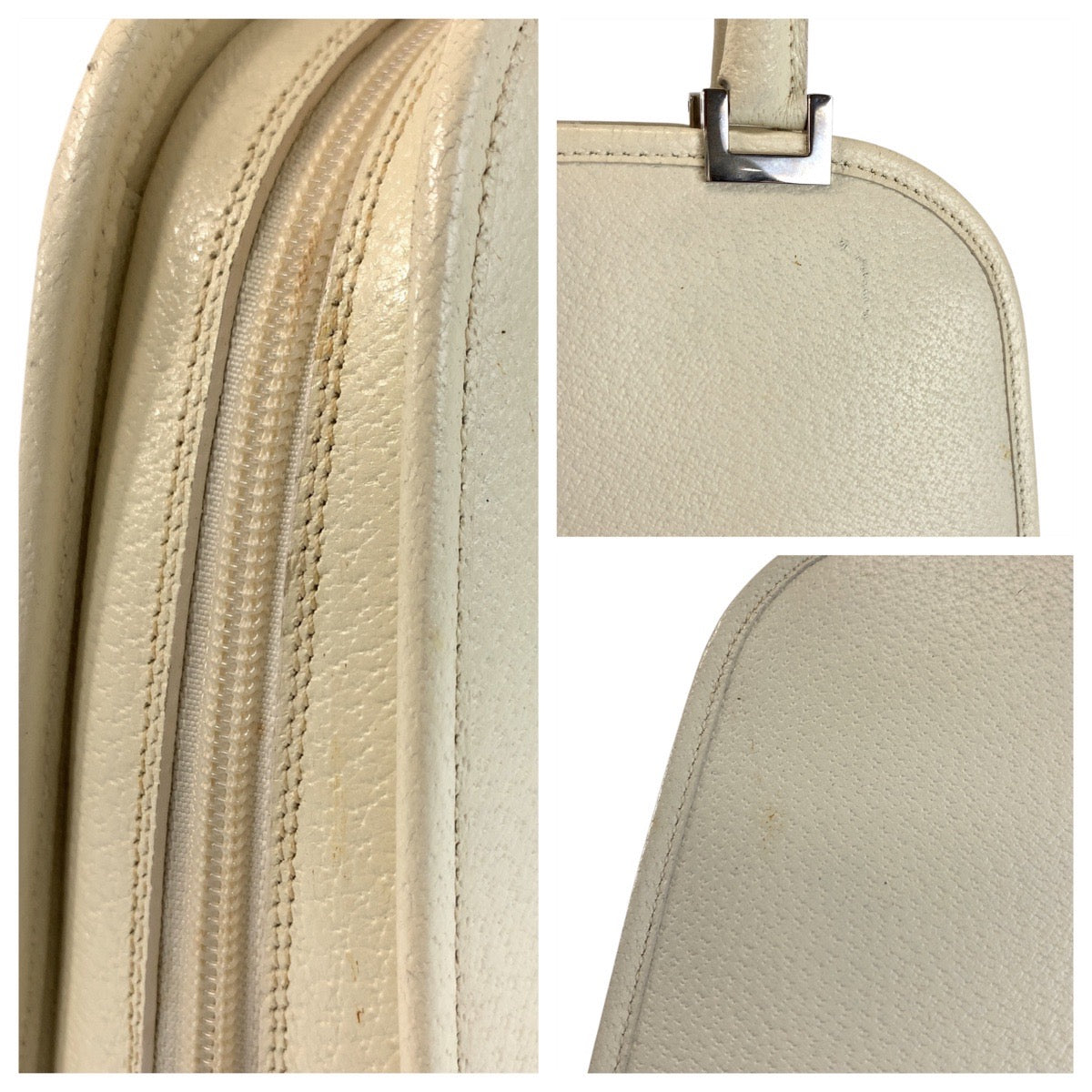 GUCCI Handbag 002 1071 leather White SilverMetal Jackie Women Used Authentic