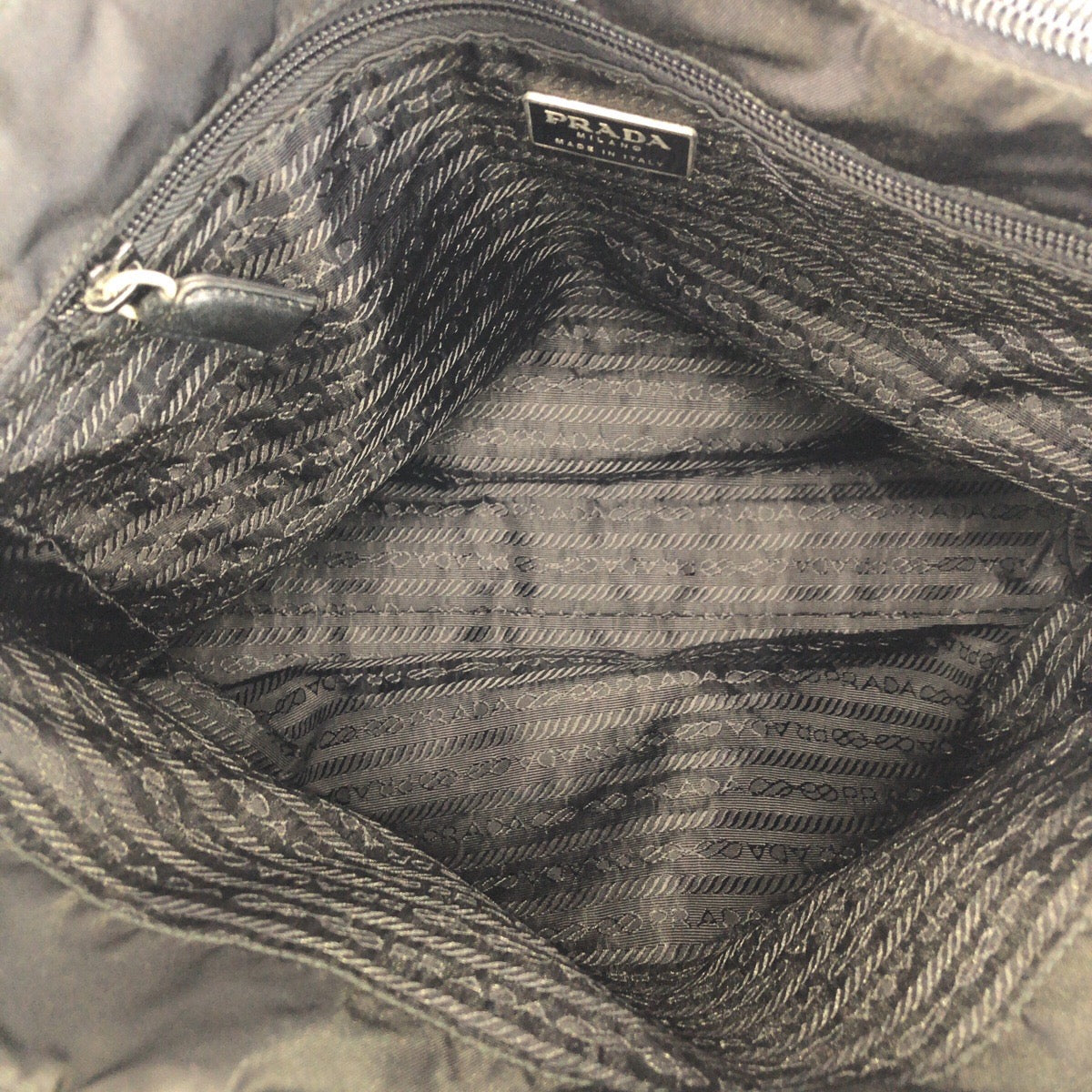 PRADA Shoulder Bag Nylon Black SilverMetal Shoulder Bag Tote Bag Test Triangle With logo Women Used Authentic