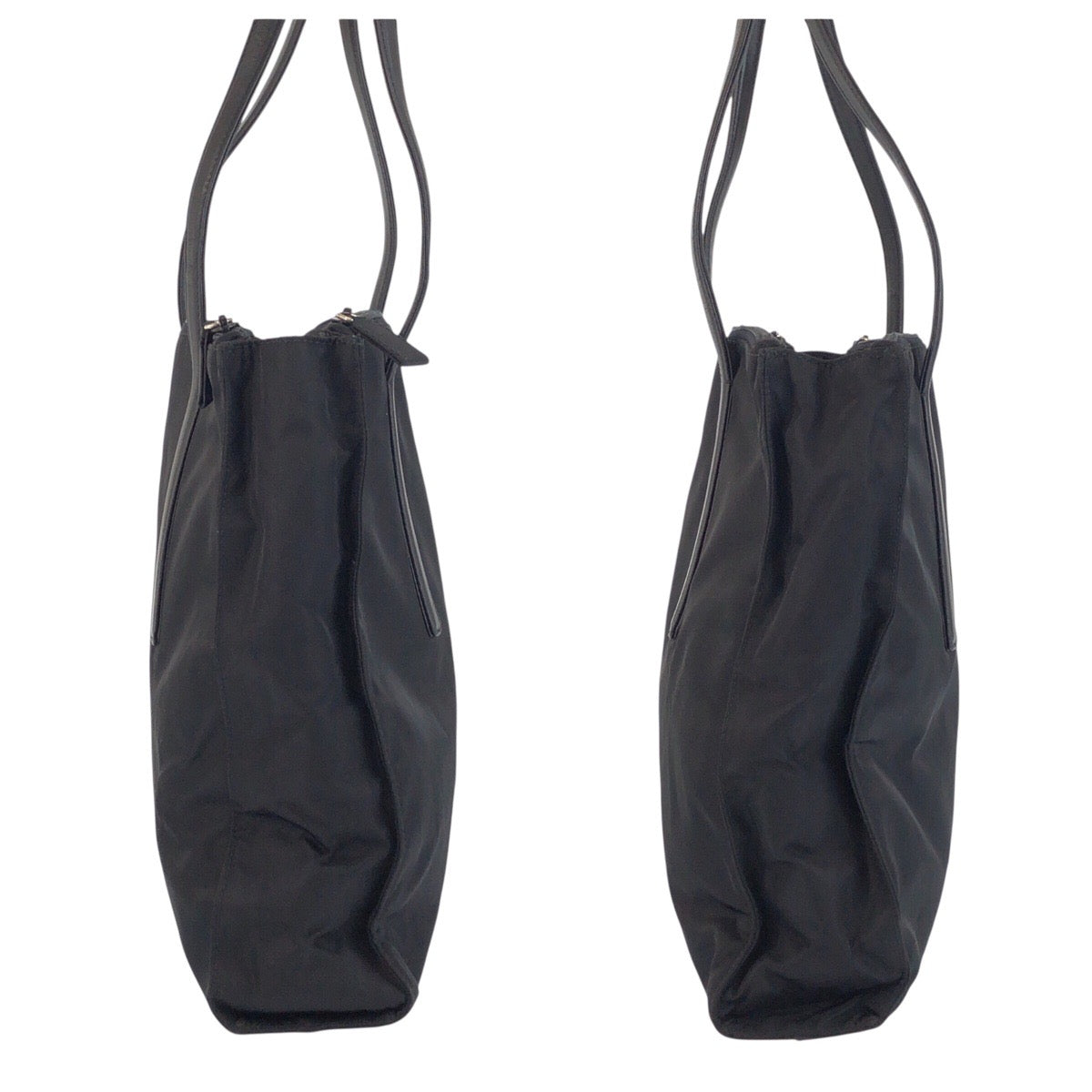 PRADA Shoulder Bag Nylon Black SilverMetal Shoulder Bag Tote Bag Test Triangle With logo Women Used Authentic