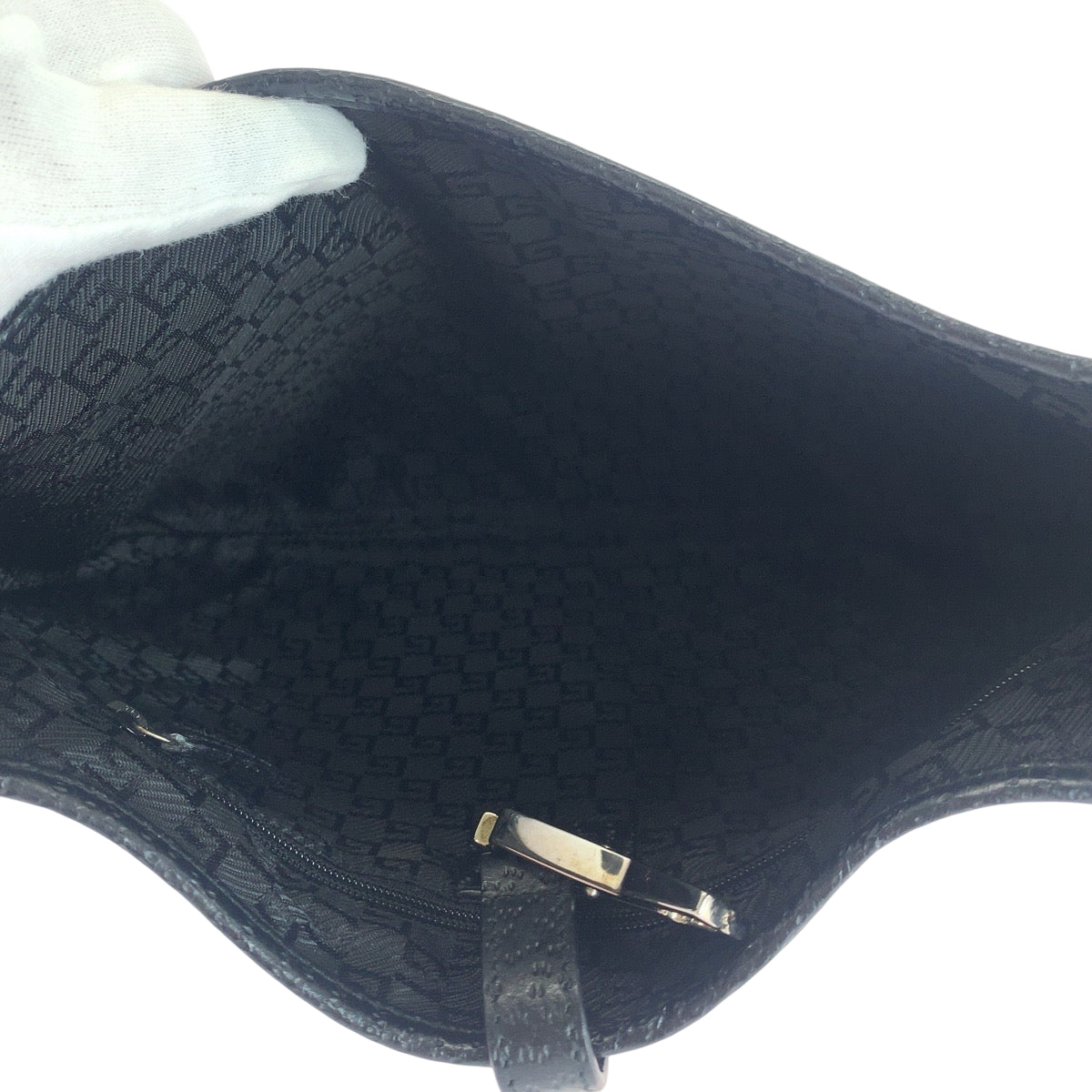GUCCI Shoulder Bag 001 4060 GG canvas Black SilverMetal Shoulder Bag Shoulder Bag Bamboo Women Used Authentic