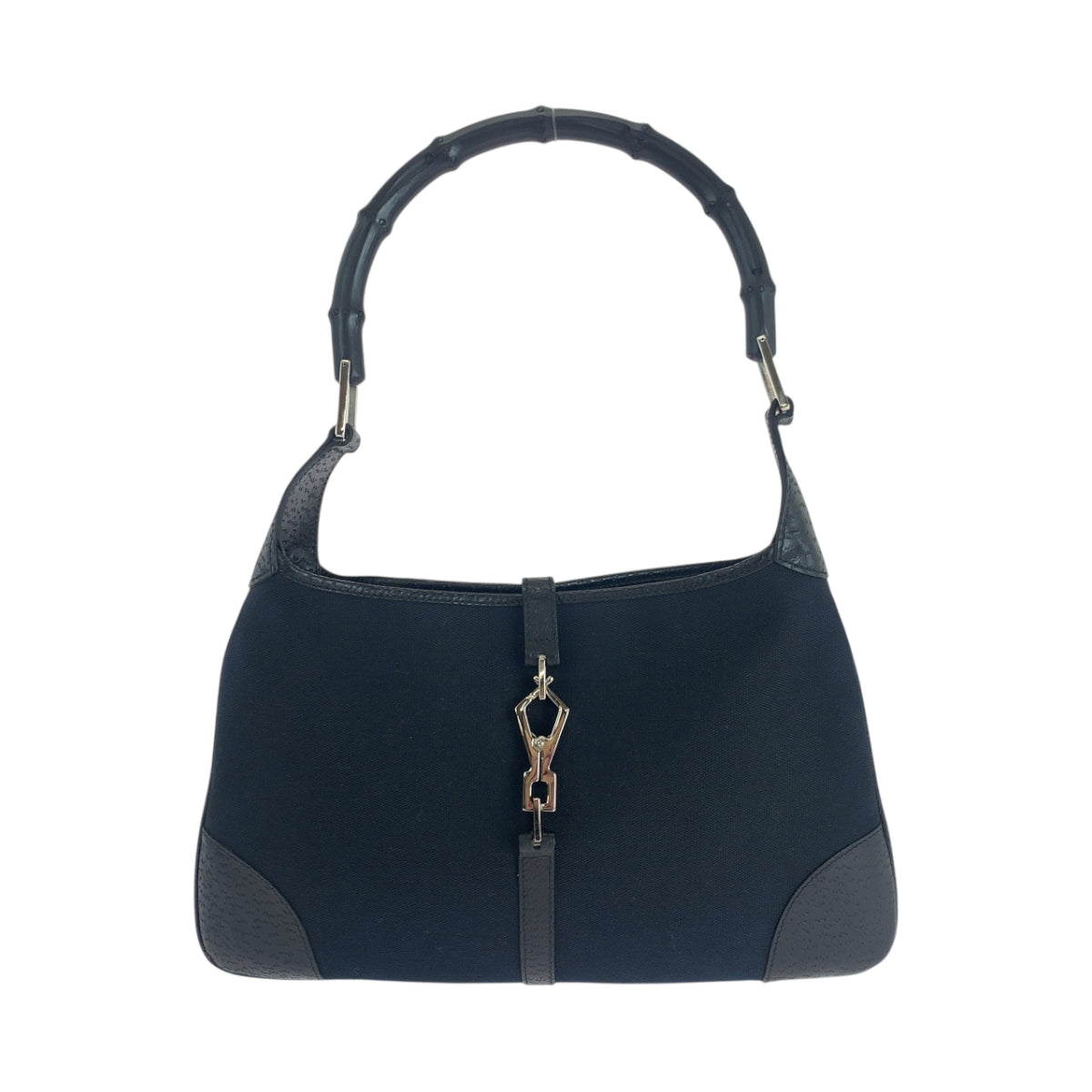 GUCCI Shoulder Bag 001 4060 GG canvas Black SilverMetal Shoulder Bag Shoulder Bag Bamboo Women Used Authentic