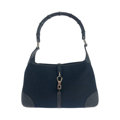 GUCCI Shoulder Bag 001 4060 GG canvas Black SilverMetal Shoulder Bag Shoulder Bag Bamboo Women Used Authentic