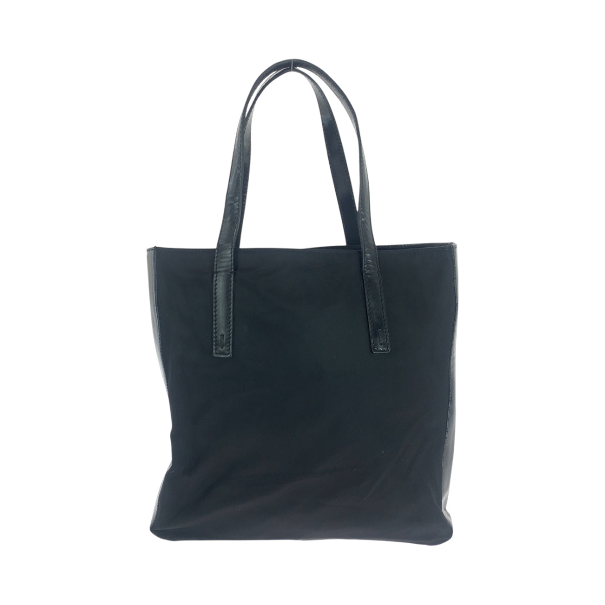 PRADA Tote Bag Nylon, Patent Leather Black SilverMetal Tote Bag Shoulder Bag Test logo Women Used Authentic