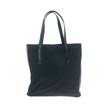 PRADA Tote Bag Nylon, Patent Leather Black SilverMetal Tote Bag Shoulder Bag Test logo Women Used Authentic