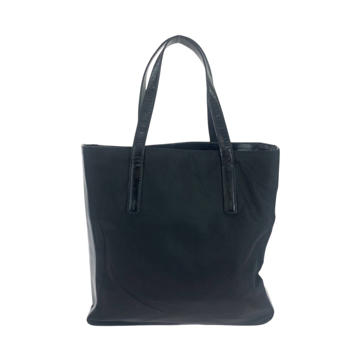 PRADA Tote Bag Nylon, Patent Leather Black SilverMetal Tote Bag Shoulder Bag Test logo Women Used Authentic