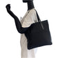 PRADA Tote Bag Nylon, Patent Leather Black SilverMetal Tote Bag Shoulder Bag Test logo Women Used Authentic
