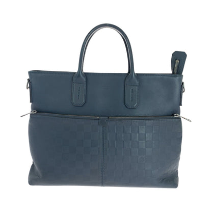 LOUIS VUITTON Business bag N41567 leather Blue Silver Metal Business bag handbag Damier Anfini 7DW Cosmos mens Used Authentic