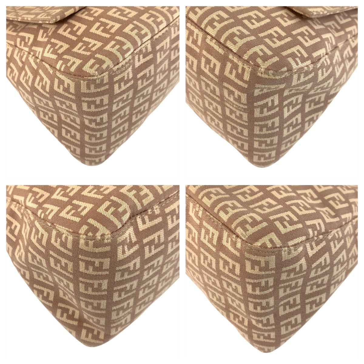 FENDI Shoulder Bag 8BR001LPN059 Canvas, Leather Pink Beige Gold Metal Zucchino Mamma Bucket Women Used Authentic