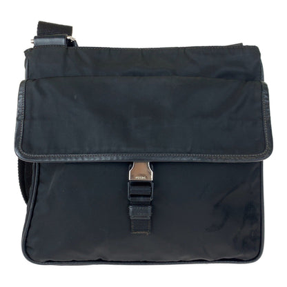 PRADA Shoulder Bag Nylon Black Silver Metal Shoulder Bag Messenger bag Triangle With logo Test mens Used Authentic
