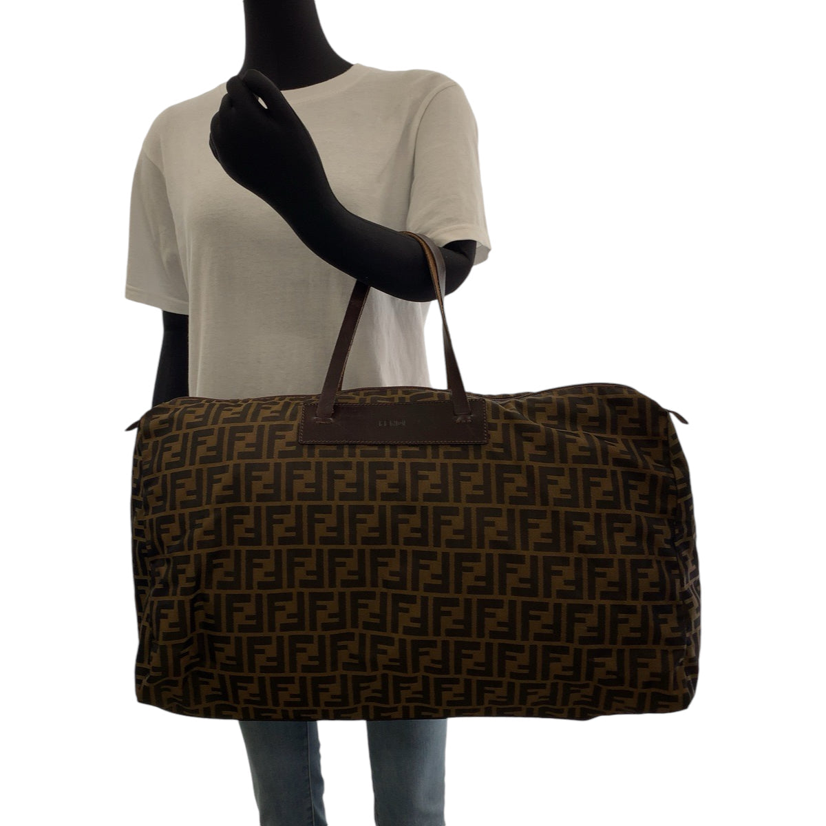 FENDI Boston Duffel bag 15418 0 009 canvas Brown Silver Metal Boston Duffel bag unisex Zucca Women Used Authentic