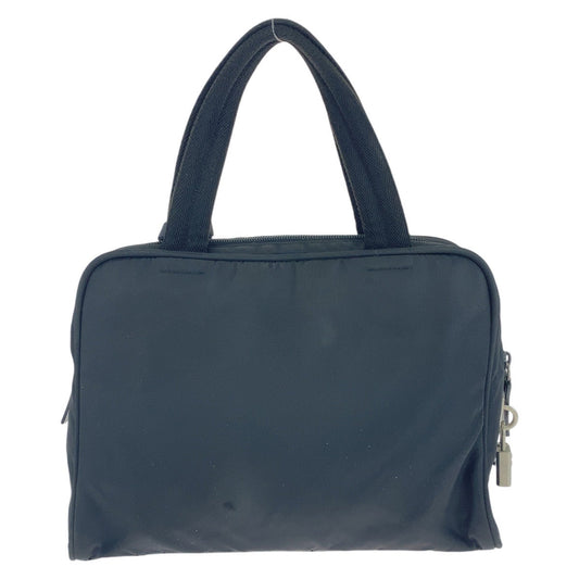 PRADA Tote Bag Nylon Black SilverMetal Tote Bag handbag Test Triangle With logo Women Used Authentic