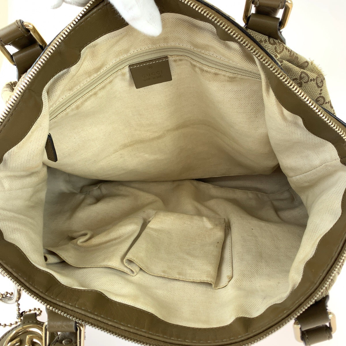 GUCCI Tote Bag 285730 GG canvas Brown Gold Metal Tote Bag Shoulder Bag 2way Sukey Women Used Authentic