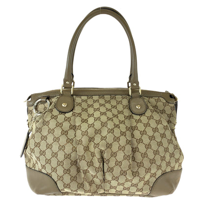 GUCCI Tote Bag 285730 GG canvas Brown Gold Metal Tote Bag Shoulder Bag 2way Sukey Women Used Authentic