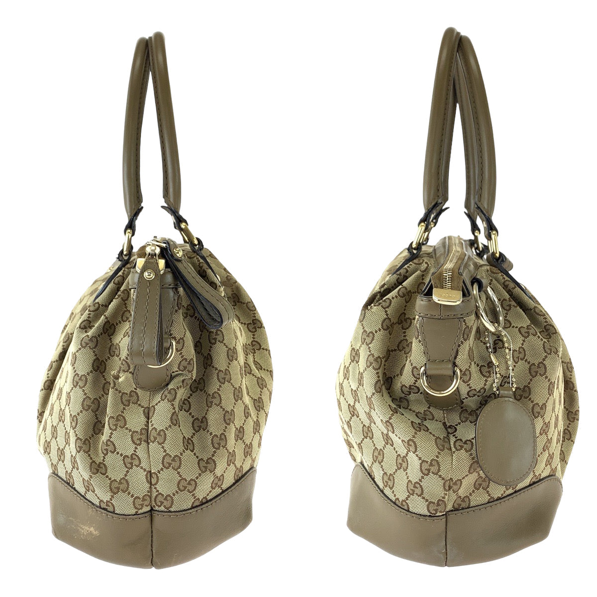 GUCCI Tote Bag 285730 GG canvas Brown Gold Metal Tote Bag Shoulder Bag 2way Sukey Women Used Authentic