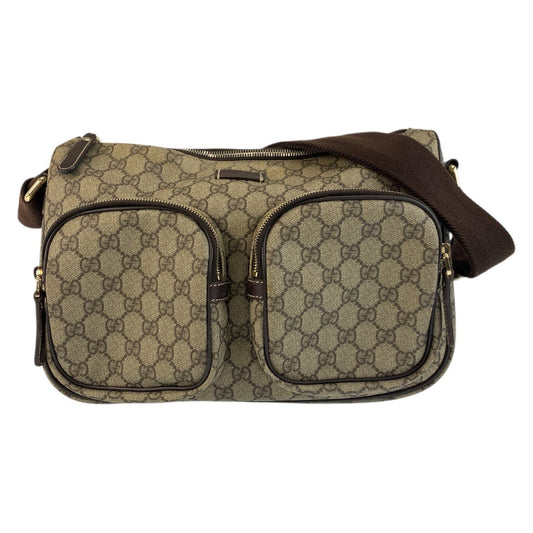 GUCCI Shoulder Bag 246861 GG Supreme Canvas Brown Beige SilverMetal