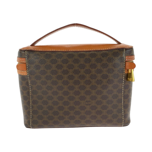 CELINE Handbag M95 PVC Brown Gold Metal Handbag vanity bag Macadam Pattern Women Used Authentic