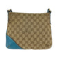 GUCCI Shoulder Bag GG canvas, leather Light Blue Beige Gold Metal Shoulder Bag pochette Sherry line horsebit Women Used Authentic