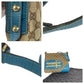 GUCCI Shoulder Bag GG canvas, leather Light Blue Beige Gold Metal Shoulder Bag pochette Sherry line horsebit Women Used Authentic