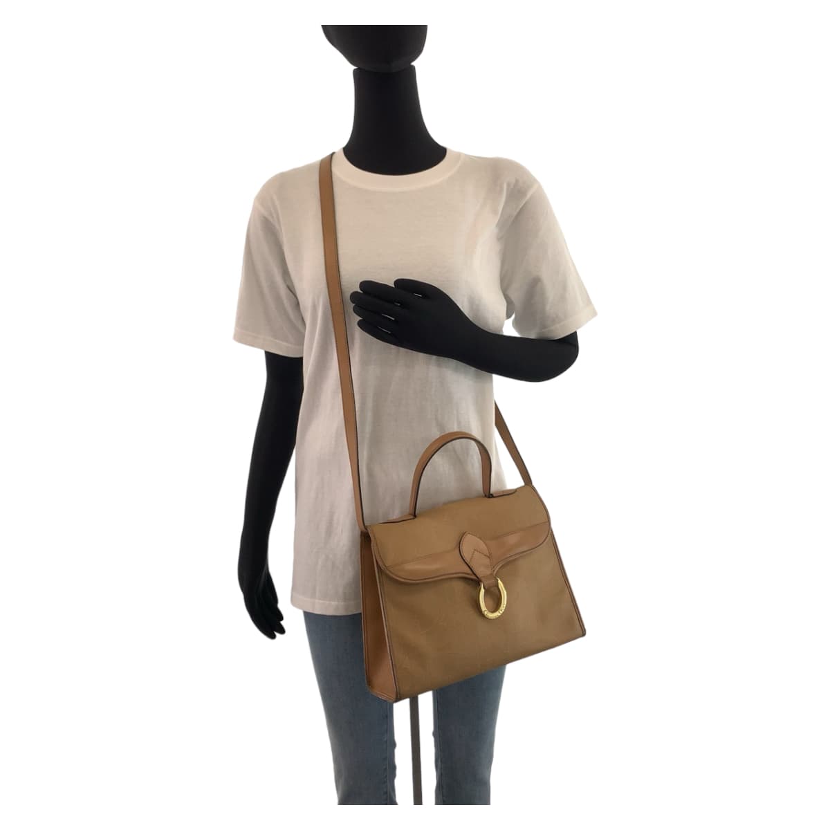 Dior Shoulder Bag Coated canvas Brown Beige Gold Metal Trotter