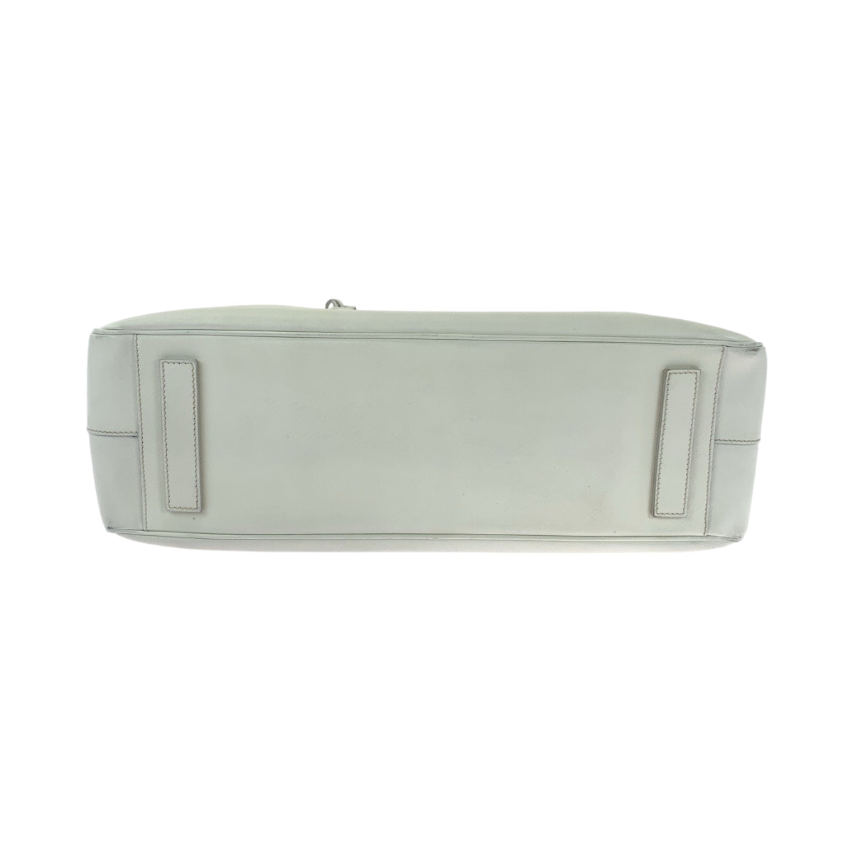PRADA Business bag leather White SilverMetal Business bag handbag Safiano logo Women Used Authentic
