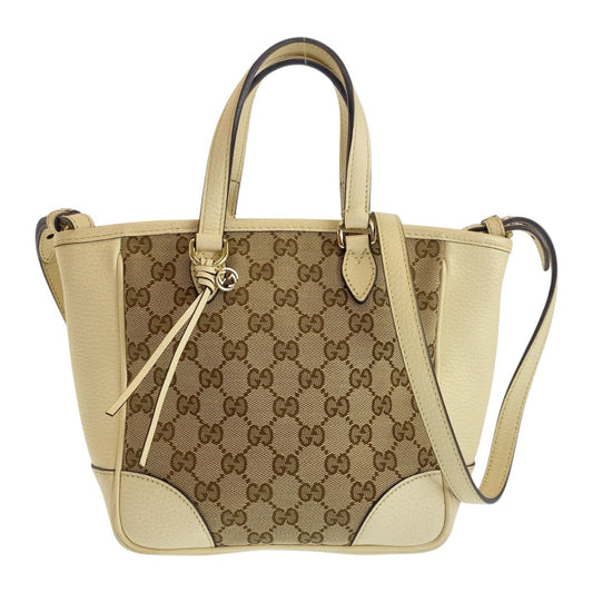 GUCCI Shoulder Bag 449241 GG canvas, leather Beige Ivory Gold Metal Shoulder Bag Handbag 2way Women Used Authentic