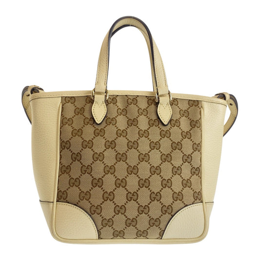 GUCCI Shoulder Bag 449241 GG canvas, leather Beige Ivory Gold Metal Shoulder Bag Handbag 2way Women Used Authentic