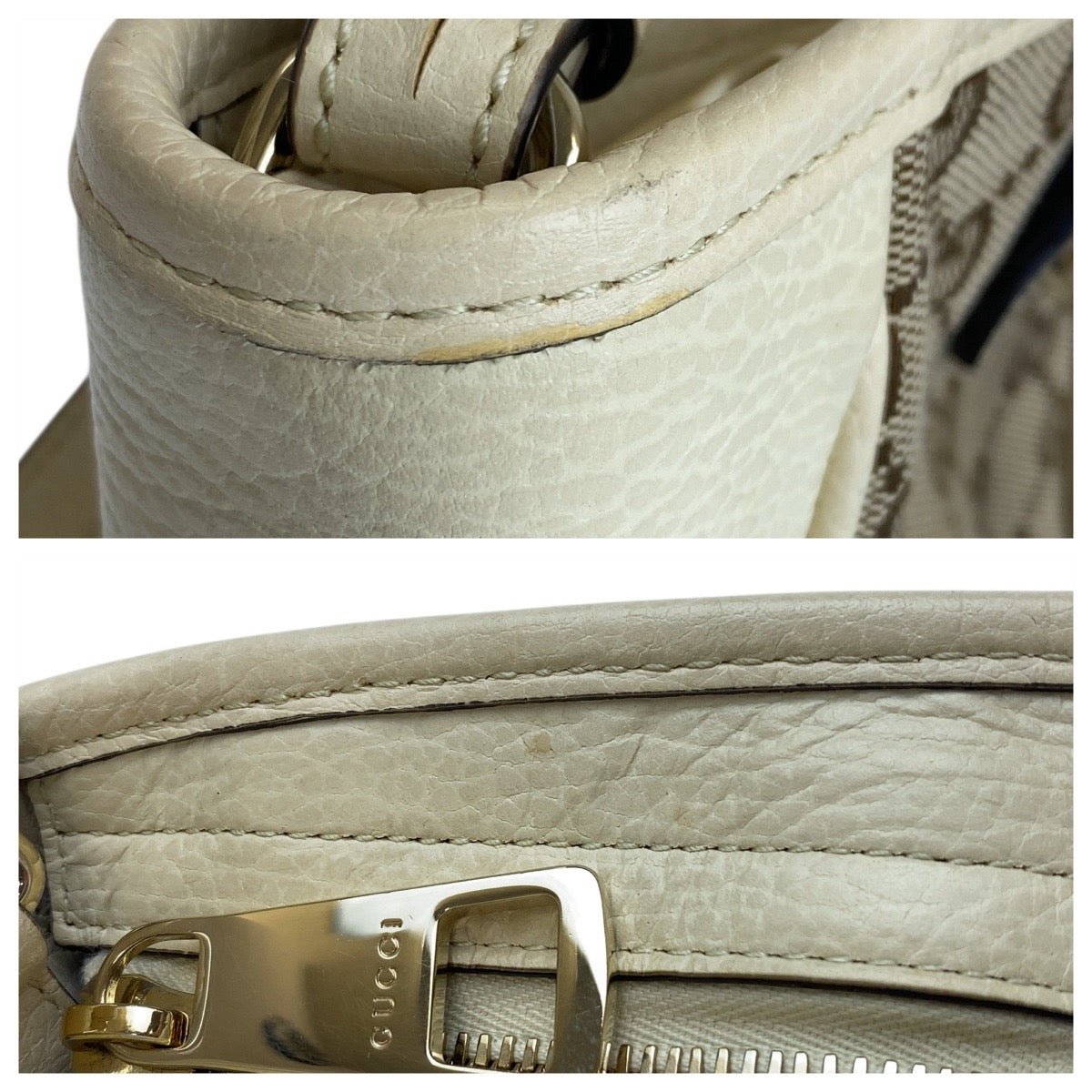 GUCCI Shoulder Bag 449241 GG canvas, leather Beige Ivory Gold Metal Shoulder Bag Handbag 2way Women Used Authentic