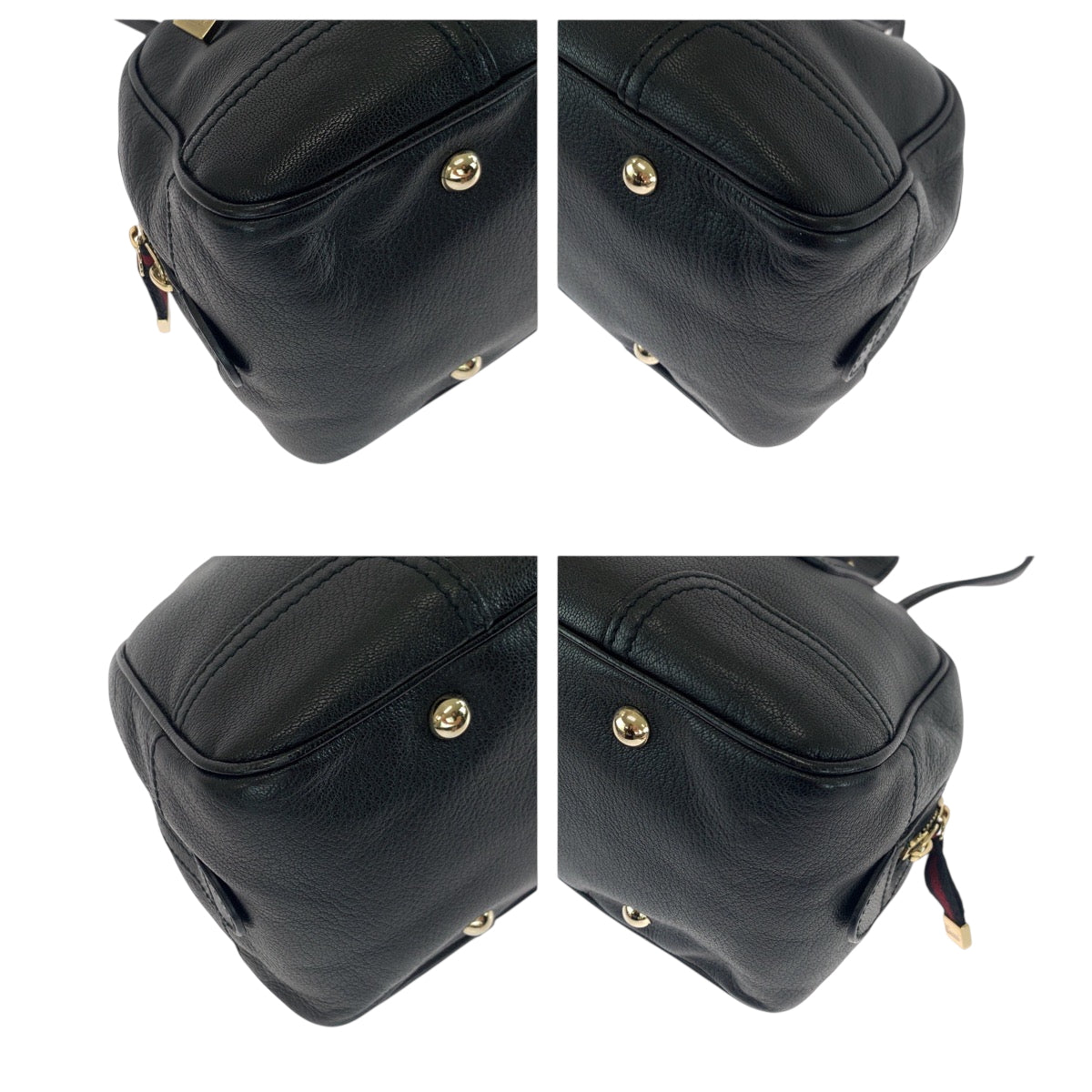 GUCCI Handbag 16120 leather Black GoldMetal Handbag Shoulder Bag Sherry Line Princess Women Used Authentic