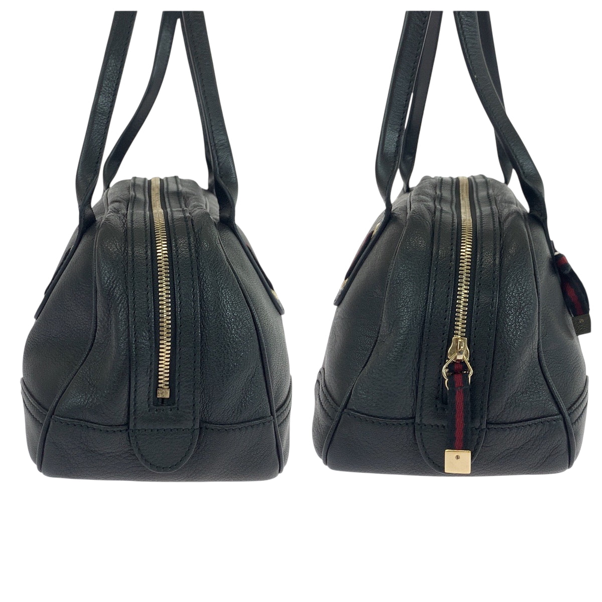 GUCCI Handbag 16120 leather Black GoldMetal Handbag Shoulder Bag Sherry Line Princess Women Used Authentic