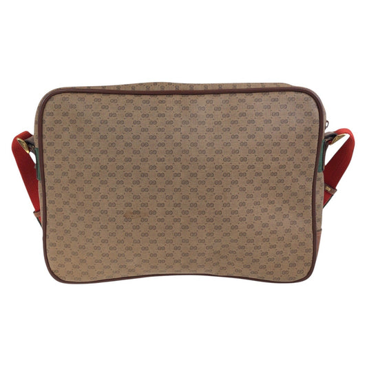 GUCCI Shoulder Bag 019 39 0107 PVC Brown Gold Metal Crossbody Shoulder Bag Unisex Old Gucci Shelly Line mens Used Authentic