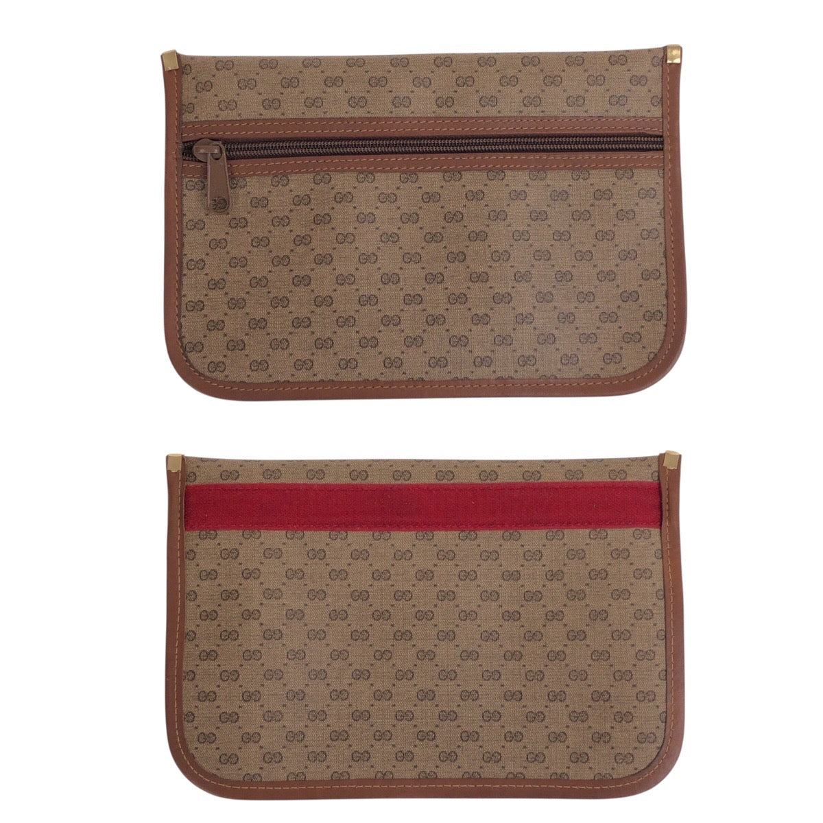 GUCCI Shoulder Bag 019 39 0107 PVC Brown Gold Metal Crossbody Shoulder Bag Unisex Old Gucci Shelly Line mens Used Authentic