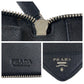 PRADA Long Wallet Purse leather Black SilverMetal Long Wallet Purse Zip Around Safiano Triangle With logo mens Used Authentic