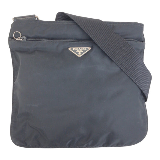 PRADA Shoulder Bag Nylon Black SilverMetal Crossbody Shoulder Bag Unisex Test Triangle With logo Women(Unisex) Used Authentic