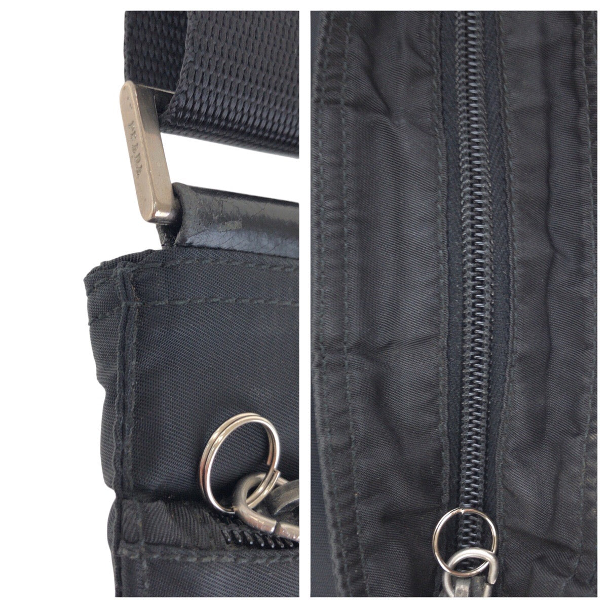PRADA Shoulder Bag Nylon Black SilverMetal Crossbody Shoulder Bag Unisex Test Triangle With logo Women(Unisex) Used Authentic
