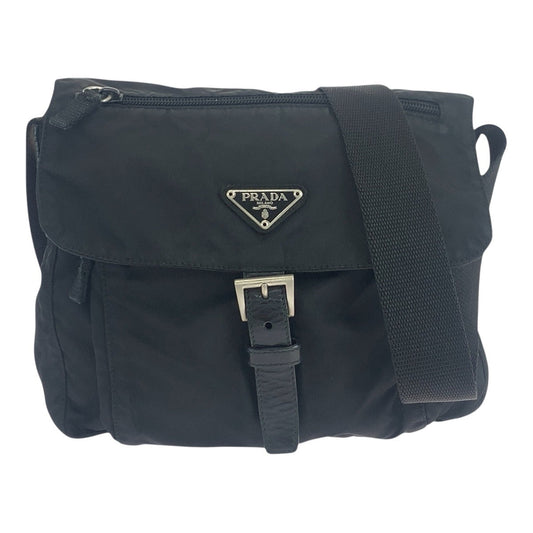 PRADA Shoulder Bag Nylon black Crossbody Shoulder Bag Unisex Test Triangle With logo Women Used Authentic