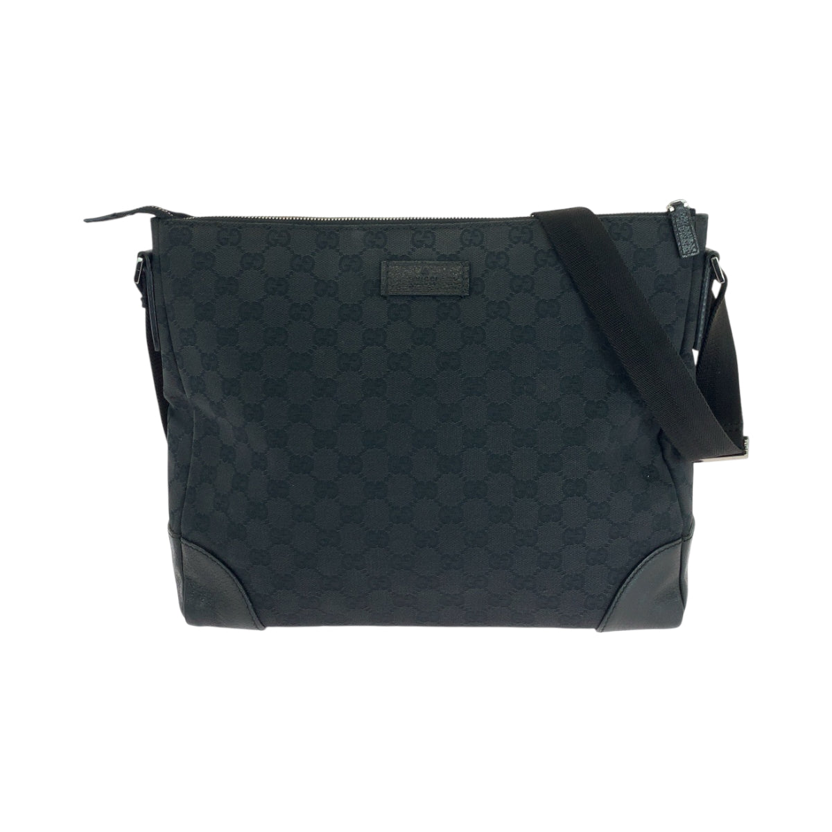 GUCCI Shoulder Bag 110045 GG canvas Black SilverMetal Shoulder Bag Crossbody Women Used Authentic