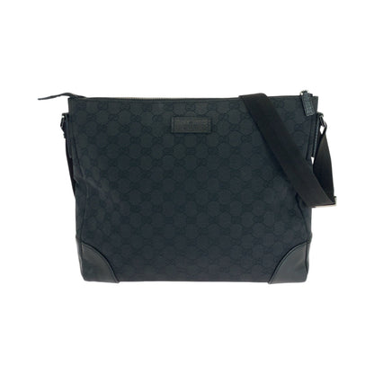 GUCCI Shoulder Bag 110045 GG canvas Black SilverMetal Shoulder Bag Crossbody Women Used Authentic