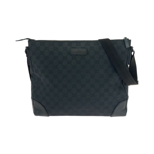 GUCCI Shoulder Bag 110045 GG canvas Black SilverMetal Shoulder Bag Crossbody Women Used Authentic