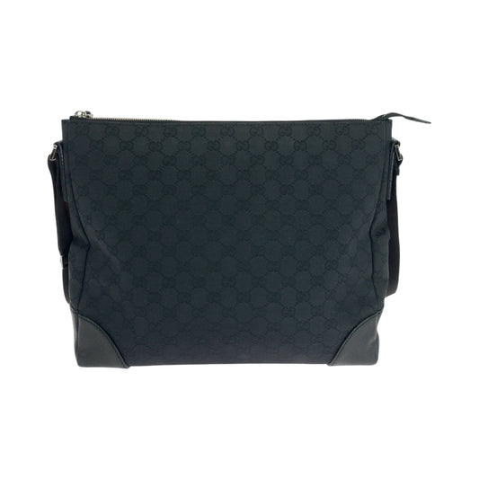 GUCCI Shoulder Bag 110045 GG canvas Black SilverMetal Shoulder Bag Crossbody Women Used Authentic