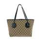 GUCCI Tote Bag 211976 GG canvas, patent leather Beige Black Gold Metal Tote Bag Shoulder Bag Women Used Authentic