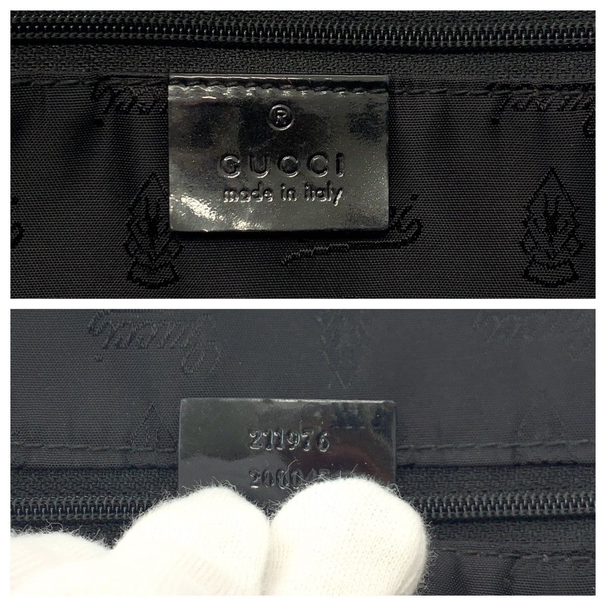 GUCCI Tote Bag 211976 GG canvas, patent leather Beige Black Gold Metal Tote Bag Shoulder Bag Women Used Authentic