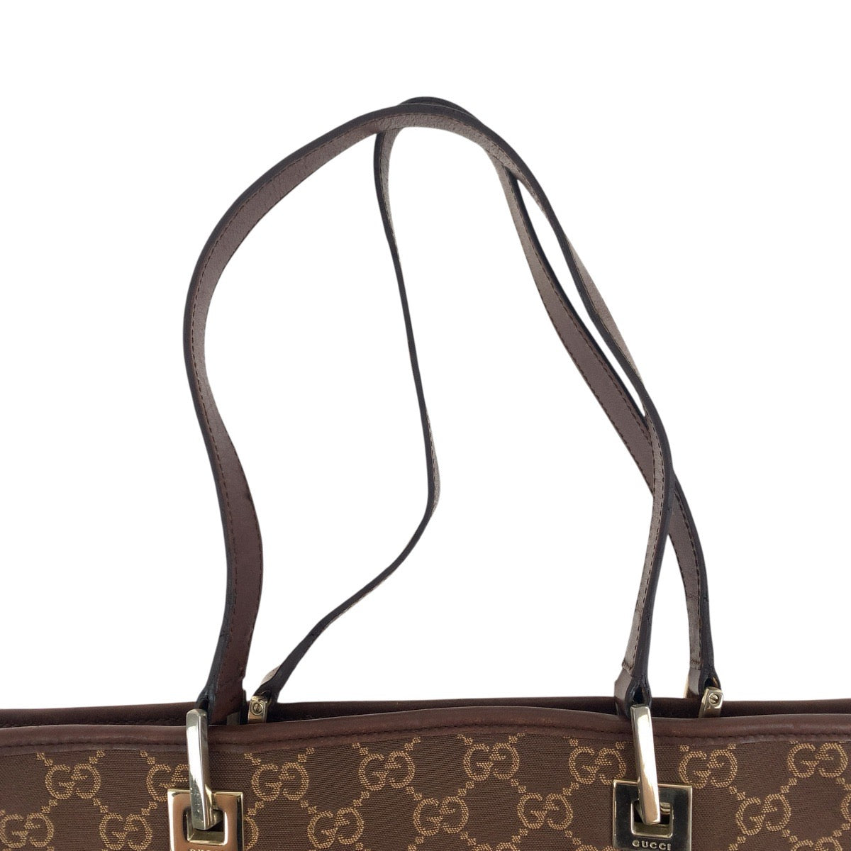 GUCCI Tote Bag 002 1098 GG canvas, leather Brown Gold Metal Tote Bag Shoulder Bag Women Used Authentic