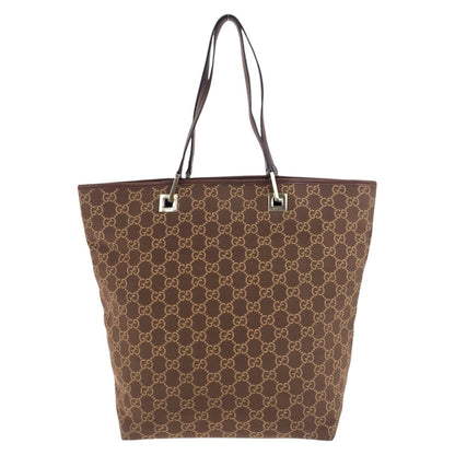 GUCCI Tote Bag 002 1098 GG canvas, leather Brown Gold Metal Tote Bag Shoulder Bag Women Used Authentic