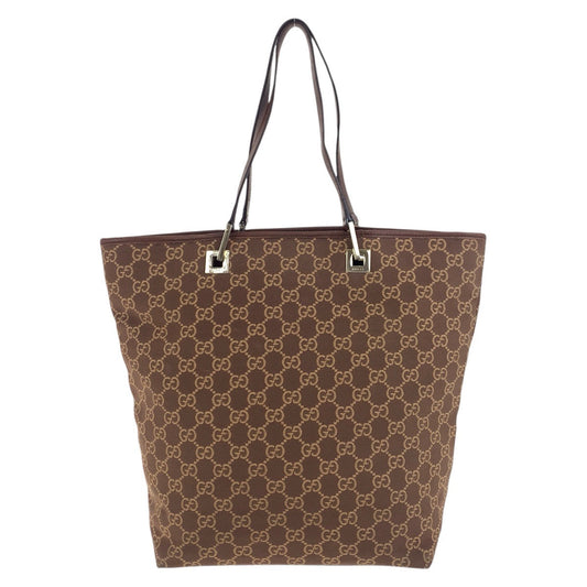 GUCCI Tote Bag 002 1098 GG canvas, leather Brown Gold Metal Tote Bag Shoulder Bag Women Used Authentic