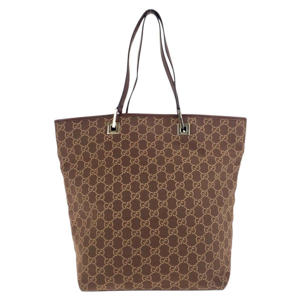 GUCCI Tote Bag 002 1098 GG canvas, leather Brown Gold Metal Tote Bag Shoulder Bag Women Used Authentic
