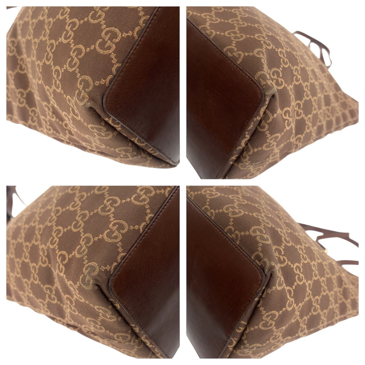 GUCCI Tote Bag 002 1098 GG canvas, leather Brown Gold Metal Tote Bag Shoulder Bag Women Used Authentic