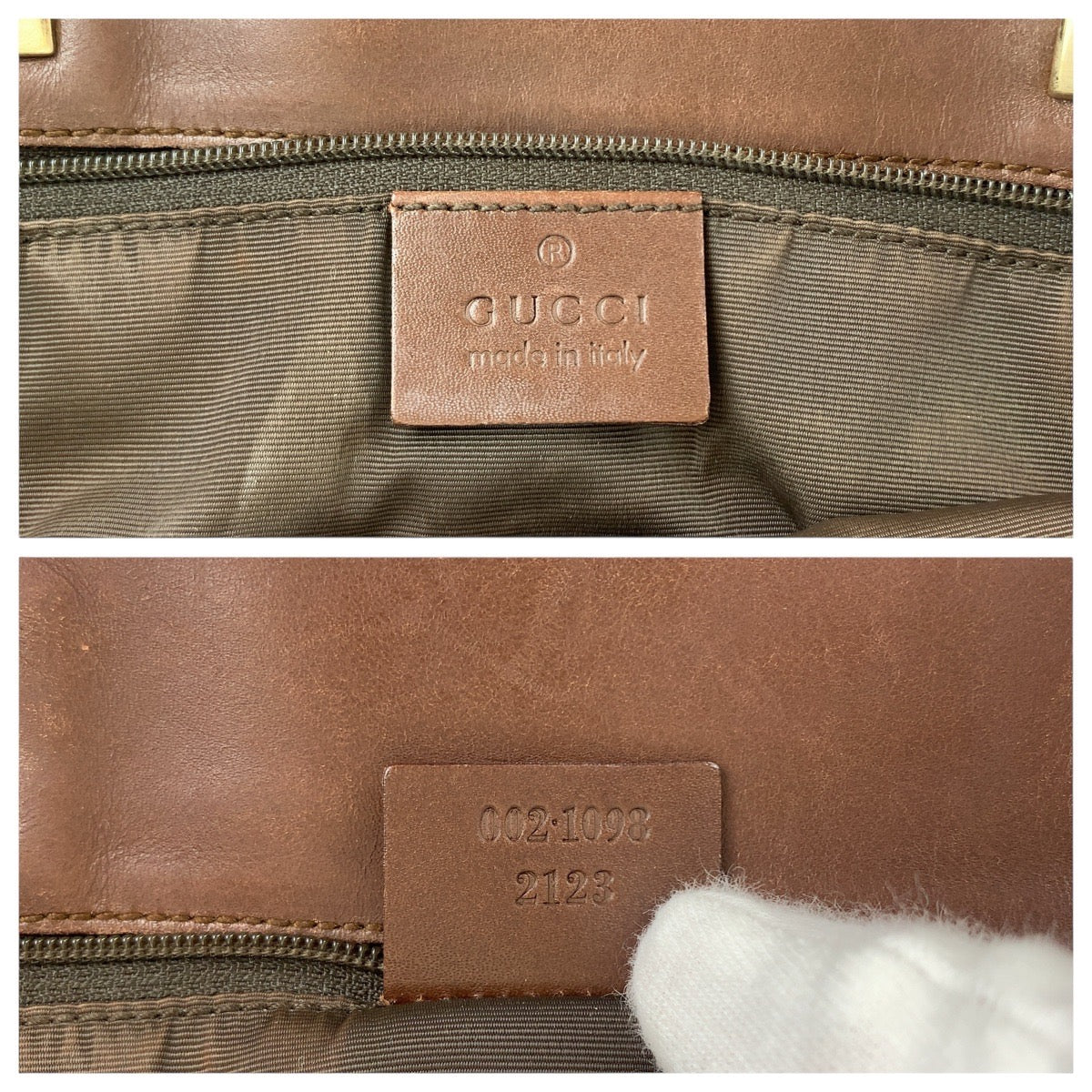 GUCCI Tote Bag 002 1098 GG canvas, leather Brown Gold Metal Tote Bag Shoulder Bag Women Used Authentic