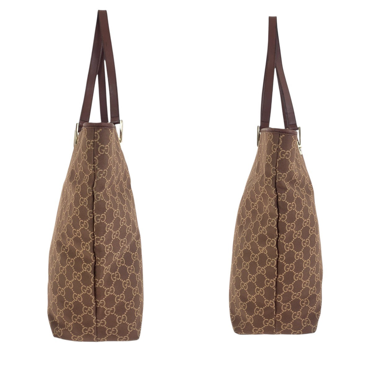 GUCCI Tote Bag 002 1098 GG canvas, leather Brown Gold Metal Tote Bag Shoulder Bag Women Used Authentic