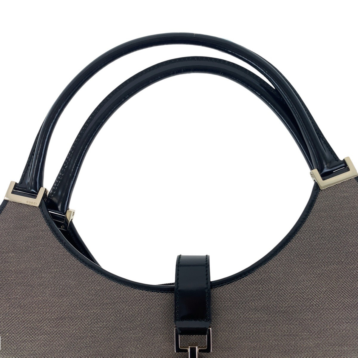 GUCCI Shoulder Bag 019 0345 Canvas, Leather Gray Beige Black Gold Metal Shoulder Bag Unisex Jackie Women Used Authentic