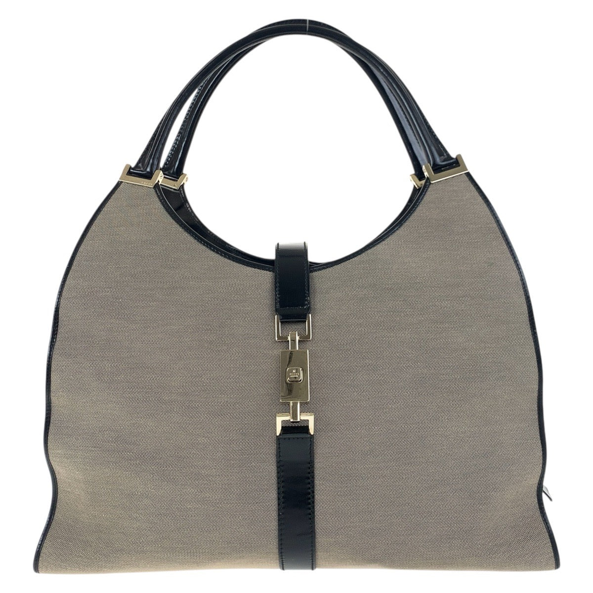 GUCCI Shoulder Bag 019 0345 Canvas, Leather Gray Beige Black Gold Metal Shoulder Bag Unisex Jackie Women Used Authentic